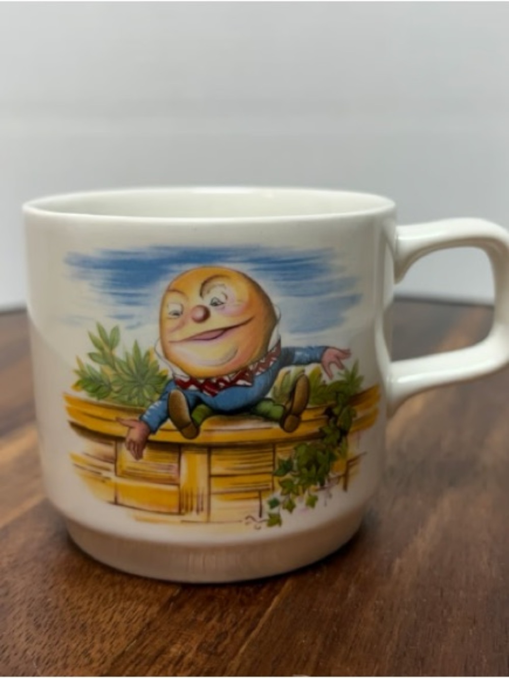 Ceramic Humpty Dumpty Decorative Mug in White with Colorful Artwork